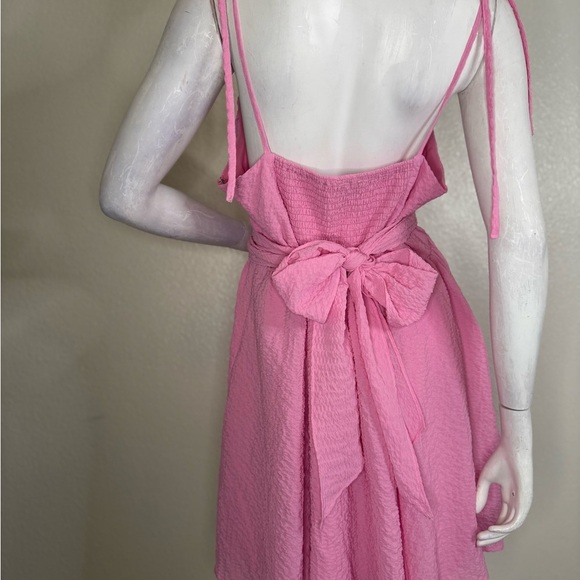 Lulus Cute and Sweet Pink Spaghetti Shoulder Straps Mini Skater Dress.  #88 - Picture 4 of 11